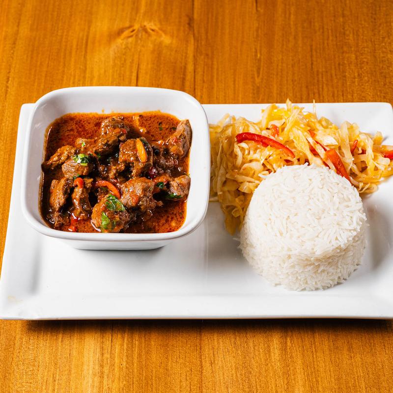 Kenyan beef and pilau at the Sunday brunch buffet